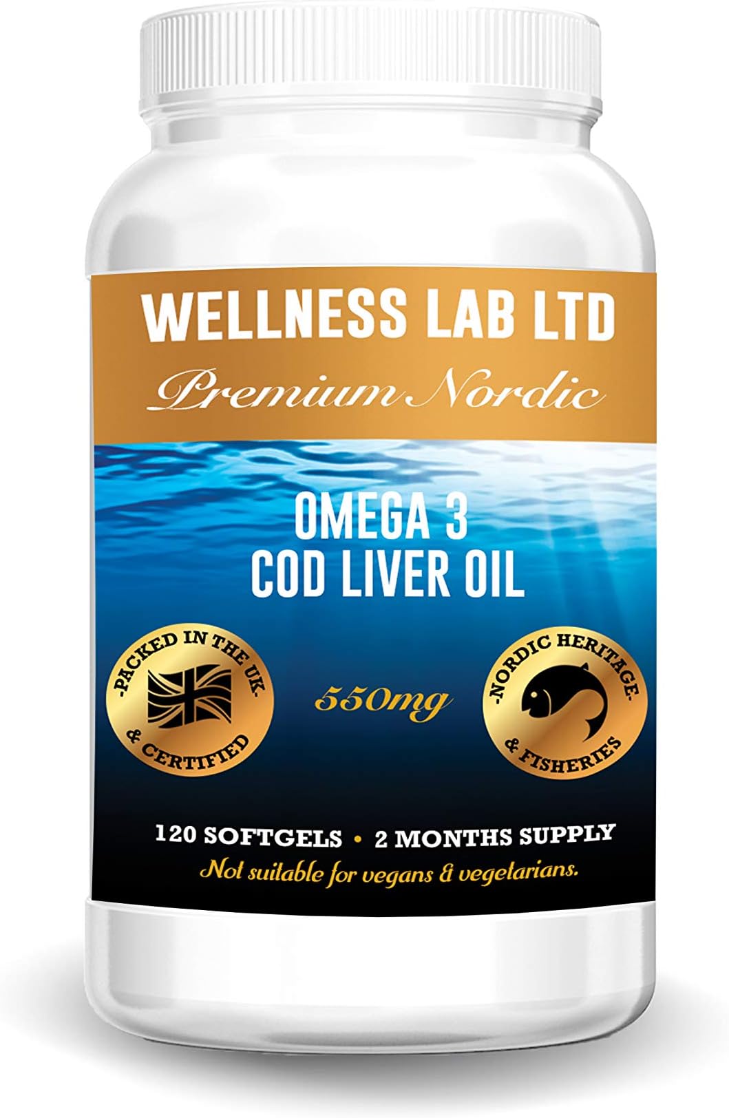 Nordic COD Liver Oil Omega 3 | 120 Softgels | 550mg