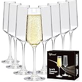 Ufrount Champagne Glasses Set of 8,Elegant 8oz Champagne Flutes,Clear Sparkling Champagne Flutes Glass Mimosa Glass for Prosecco,Restaurant,Wedding,Party,Anniversary