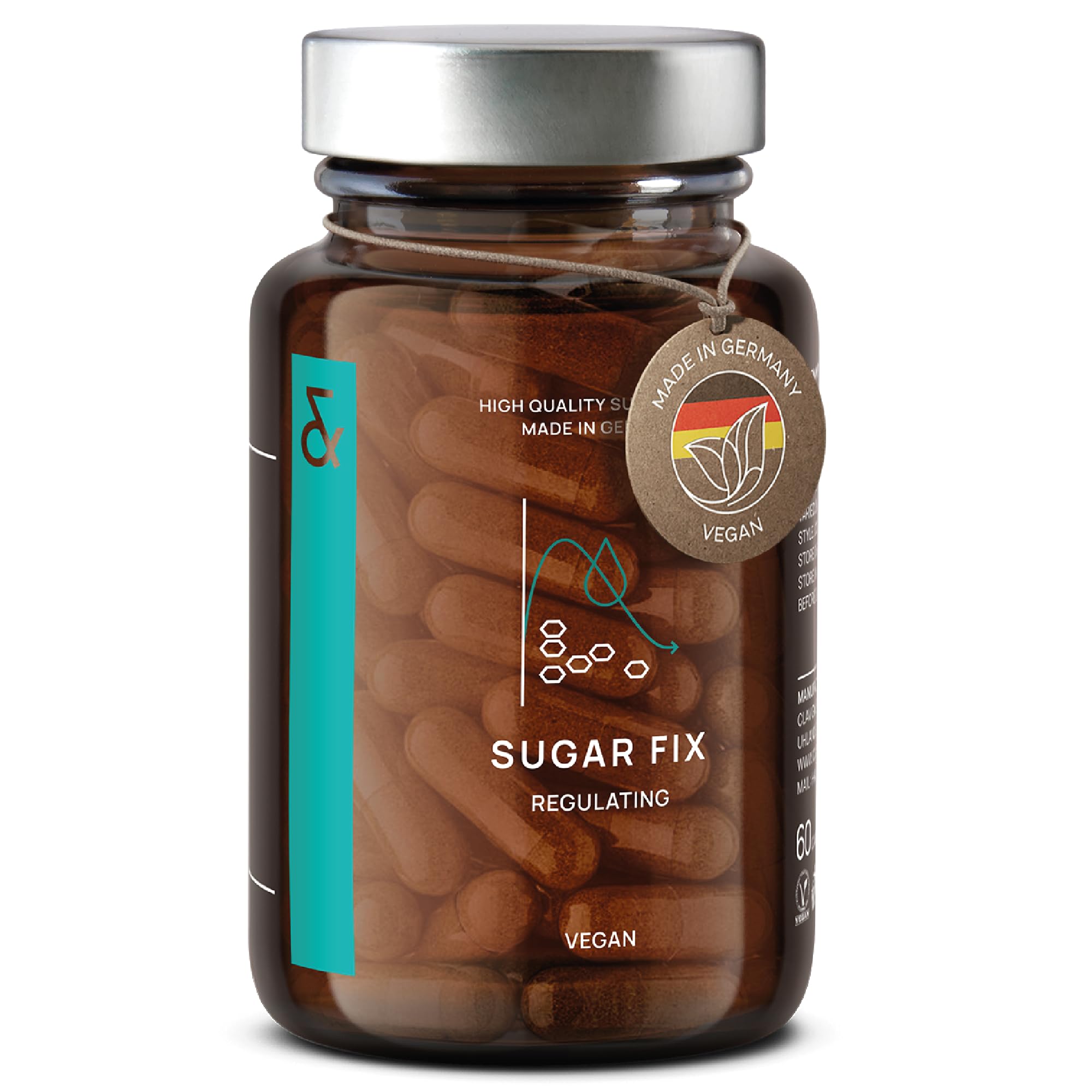 N°9 Sugar FIX - Blood Sugar Control Supplement - Cinnamon Capsules with Bitter Melon, Beta Glucan & Chromium - 60 Capsules - Vegan Glucose Support Supplement - Blood Sugar Diet - Made in Germany