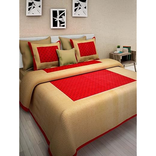JAIPUR PRINTS Double Bedsheet with 2 Pillow Cover