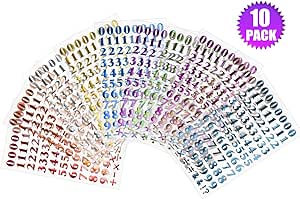 Amazon.com: 10 Sheets Number Letter Stickers PU Material Self Adhesive ...