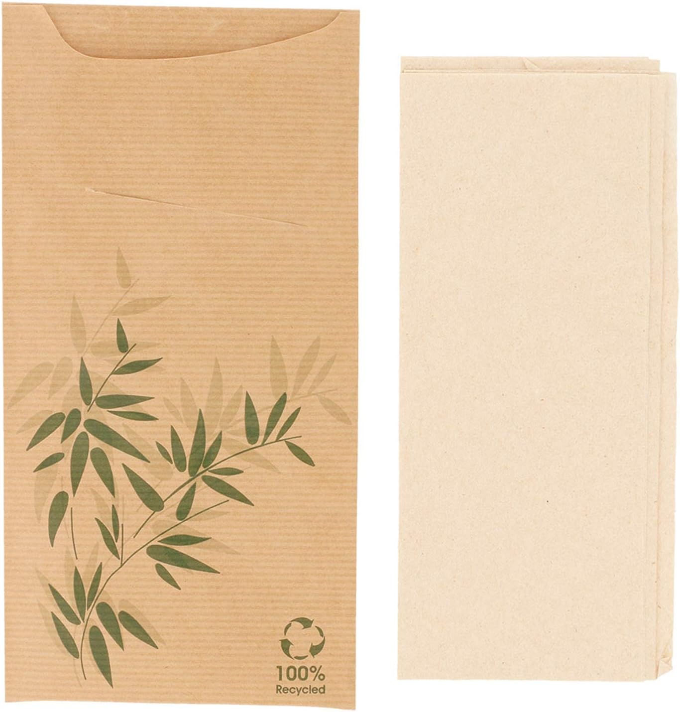 Cutlery Sachets+Napkin "Just In Time"- Feel Green 80 + 10Pe Gsm + (18Gsm) 11,2X22,5 Cm Natural Kraft Ribbed - 100 Units - Image 4