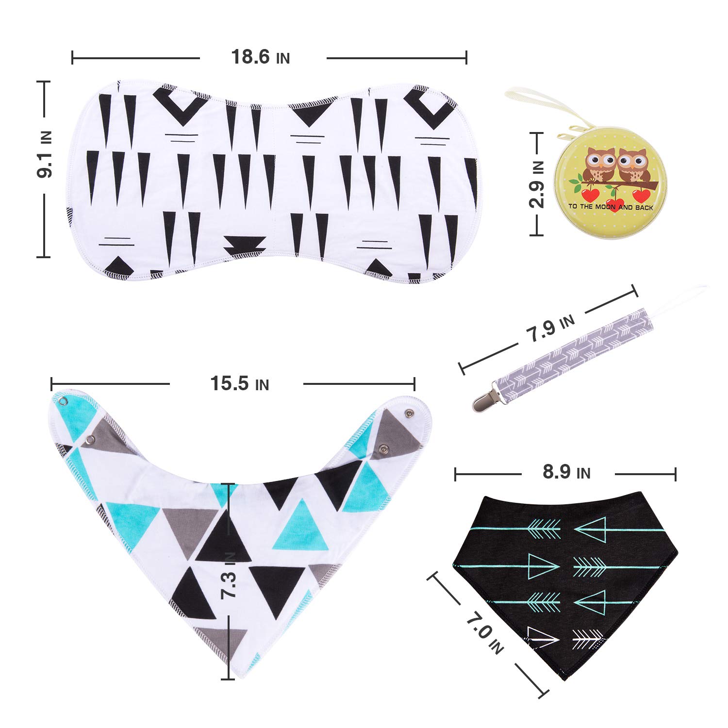 Baby Burp Cloths Pack for Newborn Boys 3 Bibs, 3 Burps, 2 Pacifier Clips, 1 Pacifier case Soft Absorbent"Burp Cloths Boy"Amazing Gifts Set for Baby Shower : Baby