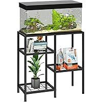 YBING Fish Tank Stand 20 Gallon Aquarium Stand Aquarium Turtle Tank Reptile Tank Stand with 3-Tier Small Metal Shelf Black