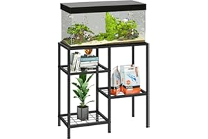 YBING Fish Tank Stand 20 Gallon Aquarium Stand Aquarium Turtle Tank Reptile Tank Stand with 3-Tier Small Metal Shelf Black