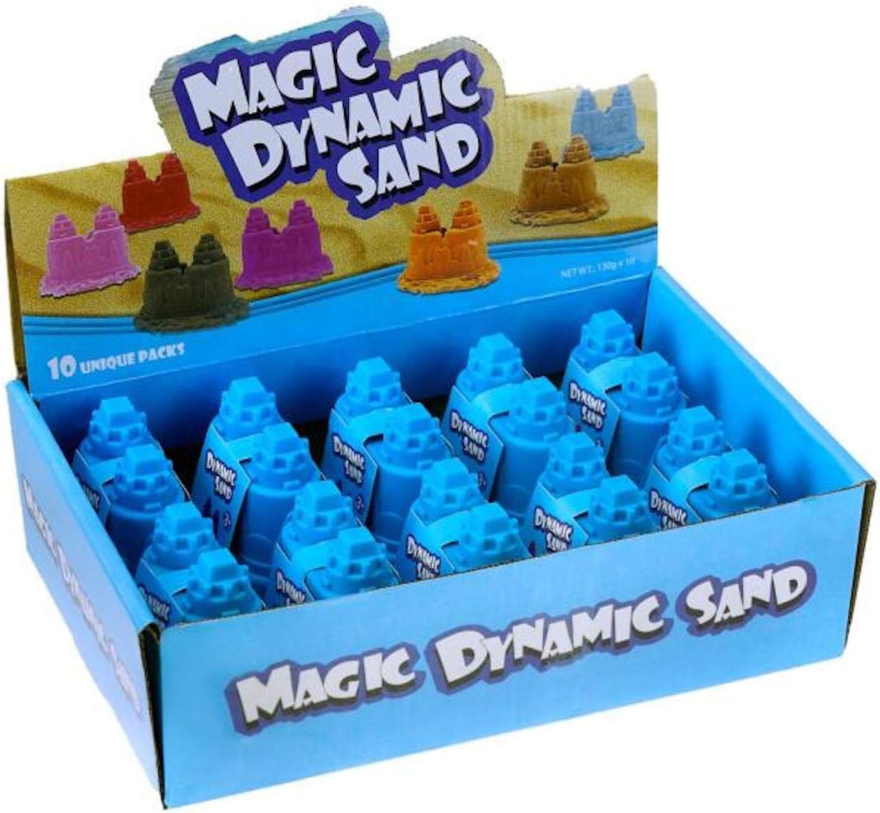 Dynamic Play Sand Art [10 Pack] Arts and Crafts for Kids | Multi Color Combo Kinetic Kit Play Sand with Castle Molds Containers | Stress Relief Toys for Kids and Adults | Kinetic Party Favors: Toys & Games