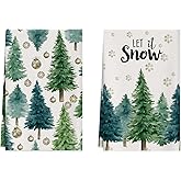 XCHI Winter Let it Snow Christmas Tree Kitchen Towels Dish Towels 18x26 Inch Xmas Home Kitchen Decorations Hand Towels Set of 2 Drying Dishcloth
