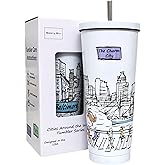 Beary Blu Cities Around the World 25 Oz Tumbler Series - Designed in the USA - Vacuum Insulated Tumbler with Lids & Straw - Stainless Steel Coffee Water Travel Mug, Cup for Hot Cold Drink (Baltimore)