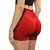 Gym Shorts Women Seamless Scrunch Butt Booty Lifting Workout Shorts High-Waisted Stretchy Yoga Leggings Athletic Shorts Pants for Squat Proof Contour Fitness Sport Running Biker Active Red