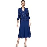 Alex Evenings Women's Tea Length Jacket Dress, Perfect for Weddings, Formal Events (Petite and Regular Sizes)