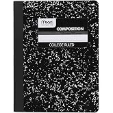 Mead Composition Notebook, College Ruled Paper, 9-3/4" x 7-1/2", 100 Sheets, Black Marble (09932)
