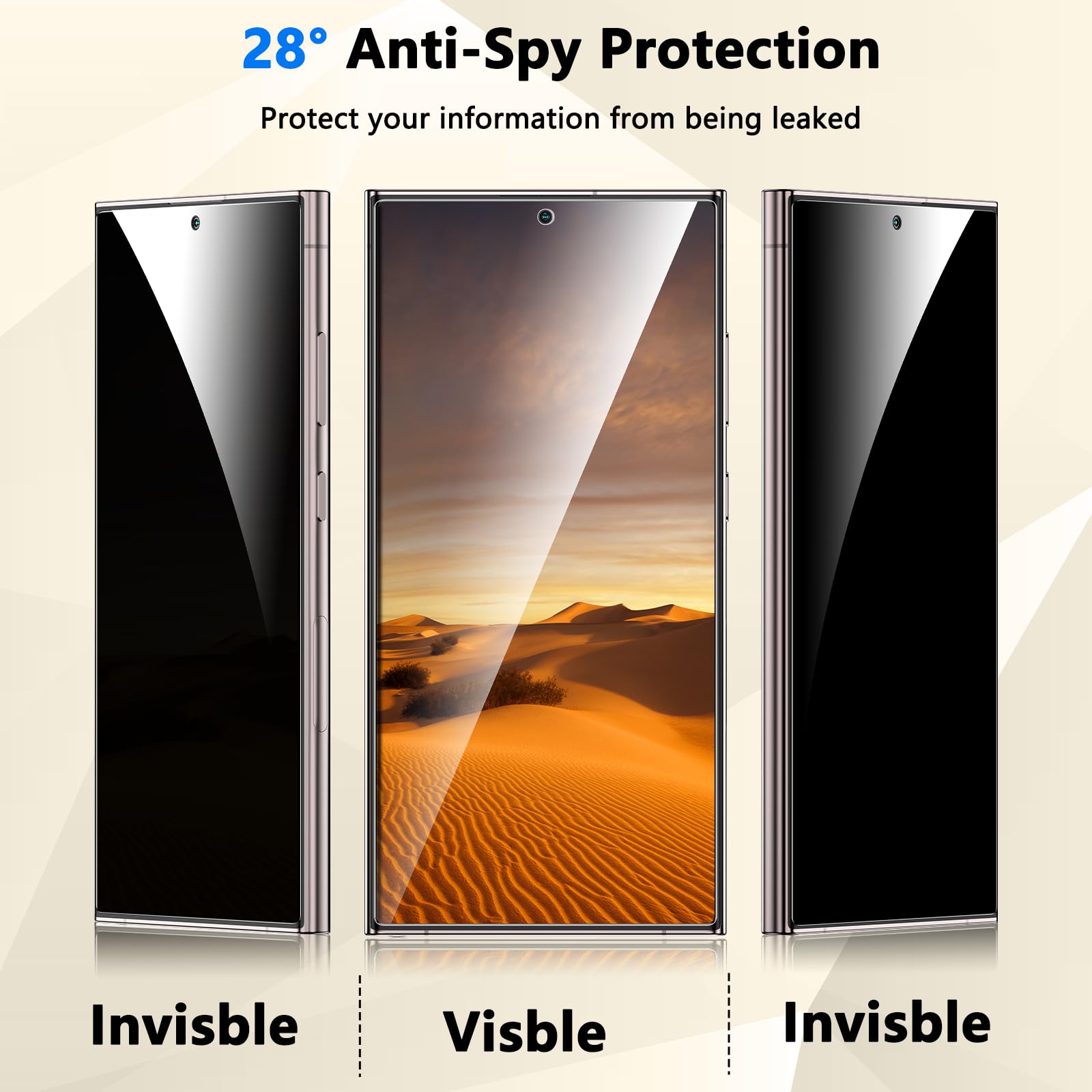 Fotbor for Samsung Galaxy S24 Ultra 28° Privacy Screen Protector with [3s Installation Frame], Case Friendly 9H+ Tempered Glass 2Pack