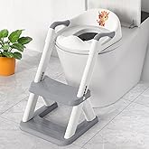 Potty Training Seat, SKYROKU 8868 Upgrade Toddler Toilet Seat for Kids Boys Girls, 2 in 1 Potty Training Toilet, Splash Guard Anti-Slip Pad Step Stool,New Sector-Shape Stabilized Base (Grey)