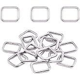 Swpeet 60Pcs 3/4 Inch - 20mm Sliver Metal Rectangle Ring, Webbing Belts Buckle Metal Rings for for Belt Bags DIY Accessories Keychains Belts and Dog Leash (Sliver, 3/4 Inch)