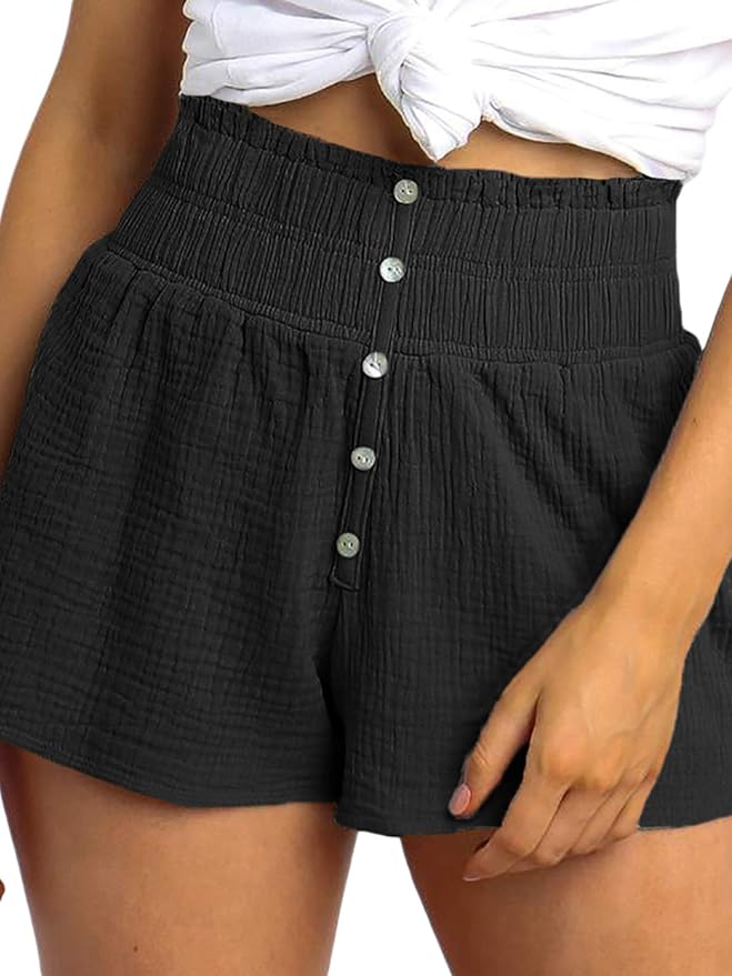 Womens Casual Summer Shorts Mini Pants Without Pockets Comfy Button