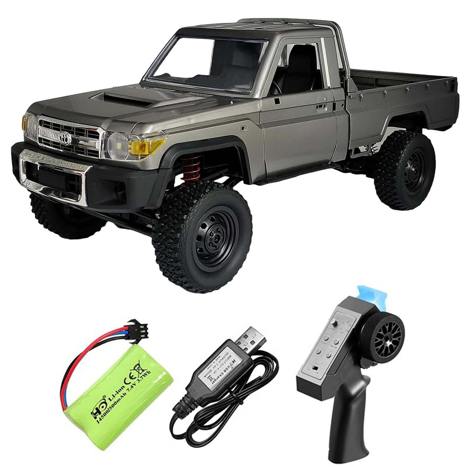 ARRIS 1/12 Scale RC Crawler, MN-82P RTR RC Truck LC79 4x4 Off Road Vehicles 2.4GHz RC Rock Car with LED Lights, 7.4V 1200mAh Battery for Adults Hobby Toys (Grey)