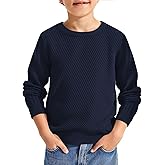 Haloumoning Boys Texture Sweater Kids Crewneck Long Sleeve Knit Pullover Sweater Fall Winter Clothes 5-14 Years