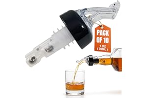 AmeriPour - Measured Pourer - Liquor Bottle Pourers - Collared -(10pk) Made 100% In USA. Bar Spouts That Don't Leak - No Crac
