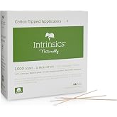 Intrinsics Cotton-Tipped Applicator Swabs - 100% Cotton, Wood Handle, 1000 Pcs