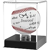 Inscool Acrylic Baseball Display Case, UV Protected Clear Display Cube, Memorabilia Baseball Case (Rounded Base)
