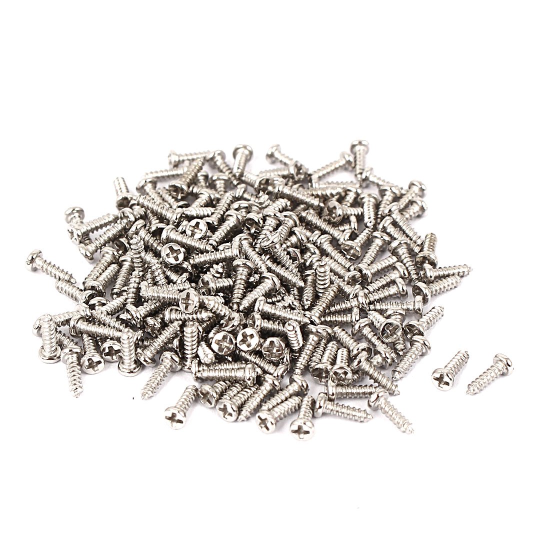 Sourcingmap M1.4x5mm Thread Nickel Plated Round Head Self Tapping Screws 200pcs