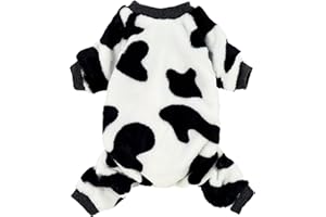 Fitwarm Adorable Milk Cows Pet Dog Clothes Comfy Velvet Winter Pajamas Coat Jumpsuit Chihuahua Pomeranian, Medium