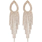 Lettarius Rhinestone Teardrop Tassel Earrings Sparkly Crystal Bridal Party Jewelry for Women