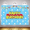 7x5ft Toy Inspired Story Backdrop Infinity and Beyond Blue Sky White Cloud Birthday Banner Decorations Cartoon for Boy Girl Playtime Celebration Party Background Decorative Supplies