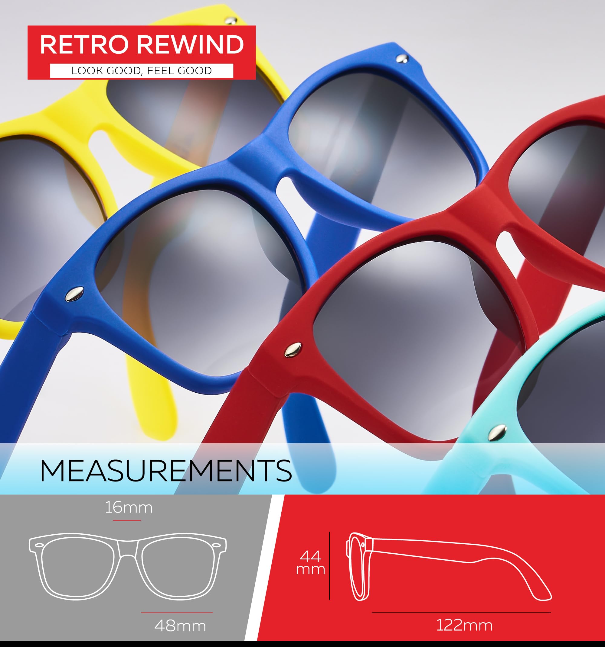 Retro Rewind Kids Sunglasses for Boys Girls Age 3-12 - Shatterproof UV400 Toddler Children Sun Glasses