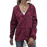 Muzeca Women's Waterproof Raincoat Lightweight Rain Jacket Hooded Windbreaker with Pockets for Outdoor