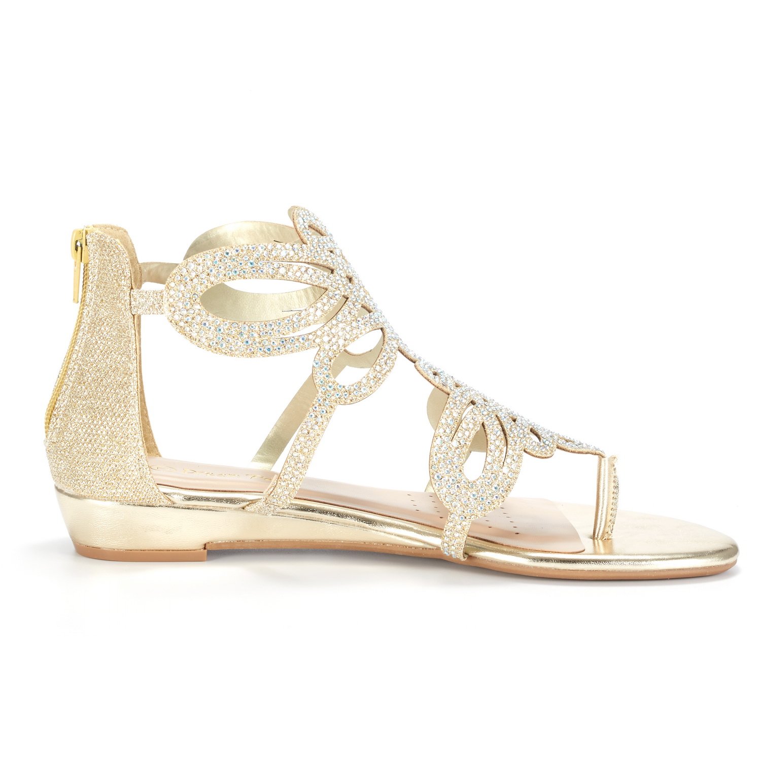 DREAM PAIRS Women's Jewel_02 Gold Rhinestones Design Ankle High Flat Sandals Size 11 M US - Image 3