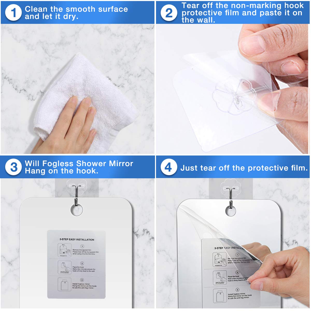 Fogless Shower Mirror, Anti Fog With Shaver holder square Bathroom Shaving Mirror, Fog-Free Wall Hanging Mirror for Bathroom Home Traveling : Beauty