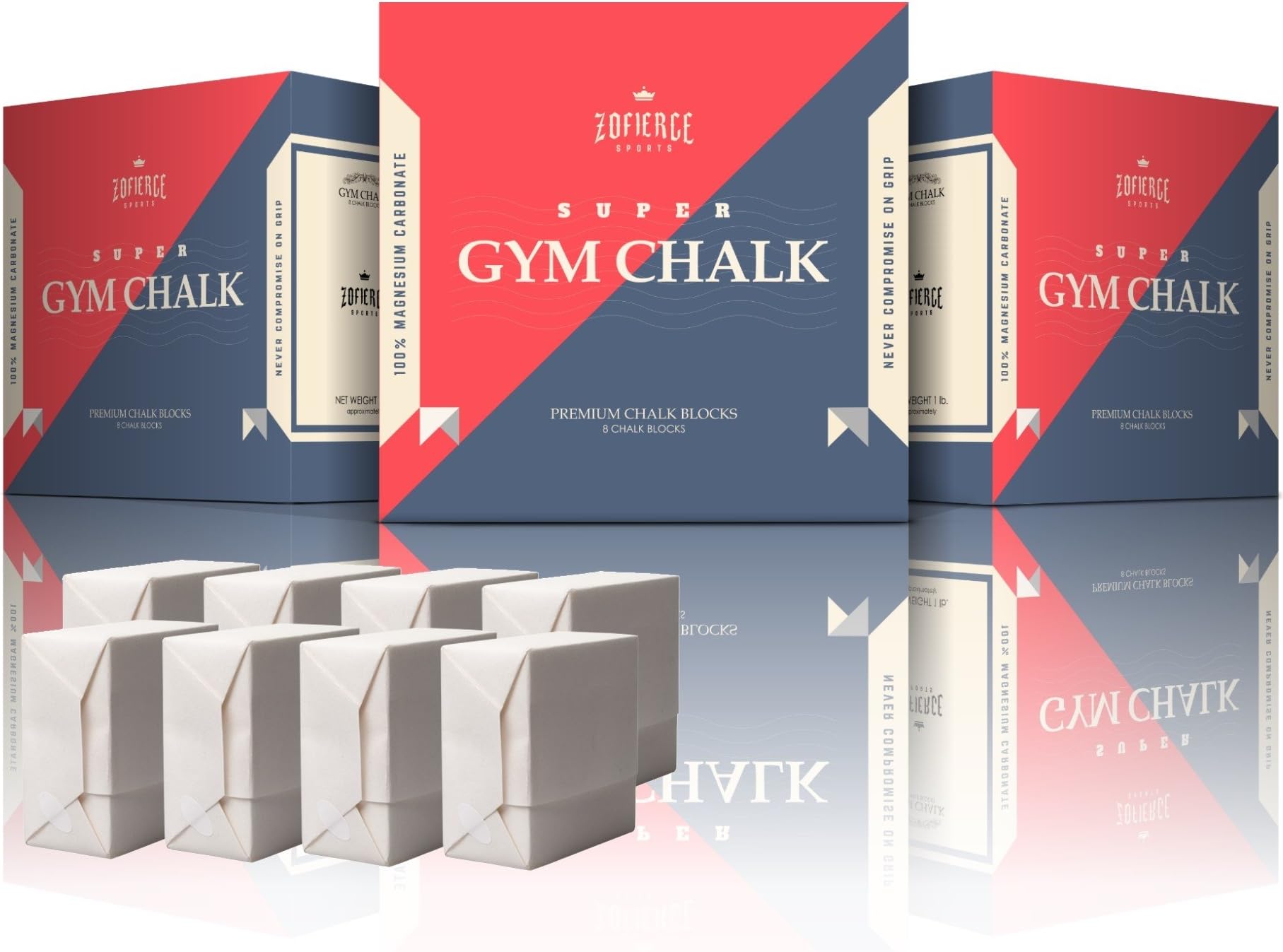 Zofierce Sports Gym Chalk Premium Blocks to Lift Heavier Weights | for Weightlifting, Rock Climbing and Gymnastics | Pure Magnesium Carbonate | 1 lb. (8 Blocks) | Free eBook on Crossfit & Fat Control