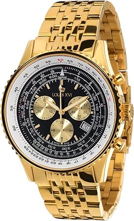 Louis XVI Men S-Watch Artagnan L Acier or Noir Swiss Made Chronograph Analog Quartz Stainless Steel Gold 595