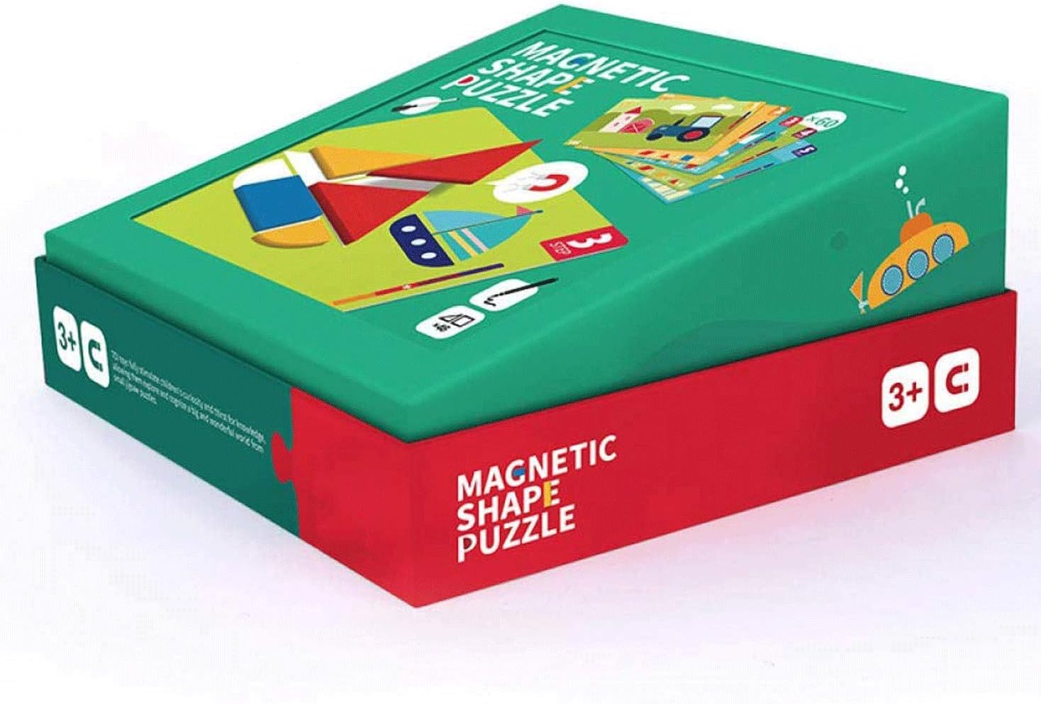 BOLLAER Tangram, Geometric Shape Advanced Magnetic Jigsaw Puzzle Children's Educational Toys Boys and Girls 3-4-5 Years Old-Shape Magnetic Puzzle Puzzle Puzzle