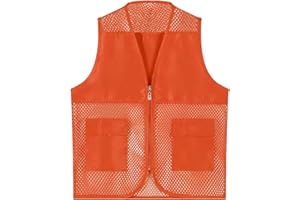 Kids Boy's Tops Mesh Vest Breathable Fishing Vest Photography Travel Hiking Waistcoat Sleeveless Jacket Soft Adults, Orange, 