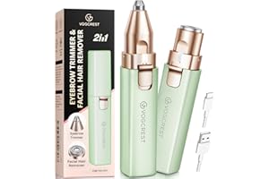 VG VOGCREST VOGCREST Hair Trimmer, 2 in 1 Facial Hair Remover & Eyebrow Trimmer for Women - Rechargeable, Portable, LED Light