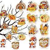 27Pcs Thanksgiving Day Ornaments for Small Tree Decorations,Fall Hanging Pendant Turkey Pumpkin Paper Ornaments for Tree Shelf Home Classroom Decor Party Favors Supplies