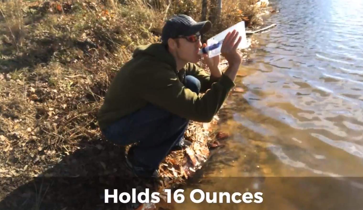 Portable Water Filter & Collapsible Bag with 0.1 Micron Straw