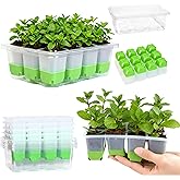 ZSYWODFO Seed Starter Tray,5-Pack Reusable Silicone Seed Starter Tray with 5 Base Trays,Foldable Design for Easy Transplanting,Indoor Gardening Supplies for Vegetables, Flowers & Herbs,60 Cells Total
