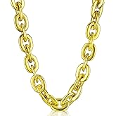 Remuuly Plastic Chain Necklace Chunky Big Fake Necklace Hip Hop Rapper Giant Turnover Chain Costume for Halloween