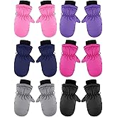 Hicarer 6 Pairs Winter Snow Gloves for Kids Waterproof Toddler Mittens Snow Ski Gloves for Baby Toddler Child Cold Weather