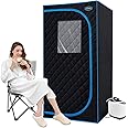 OSMOS SPA Portable Steam Sauna Tent Full Size, Oversized Personal Sauna Kit for Home Spa, Lightweight Sauna Box with Steamer, Time & Temperature Remote Control, Foldable Chair, 32'' x 32'' x 63''