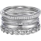 Ensoul Twisted Multiple Metal Bracelets &amp; Bangles Set for Women 12Pcs/Set W/Clear Rhinestones