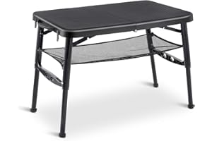 Small Folding Table Portable for Camping - Mondoshop Adjustable Height Lightweight Foldable Table with Nets for Outdoor Cooking, Picnic, Beach, Travel