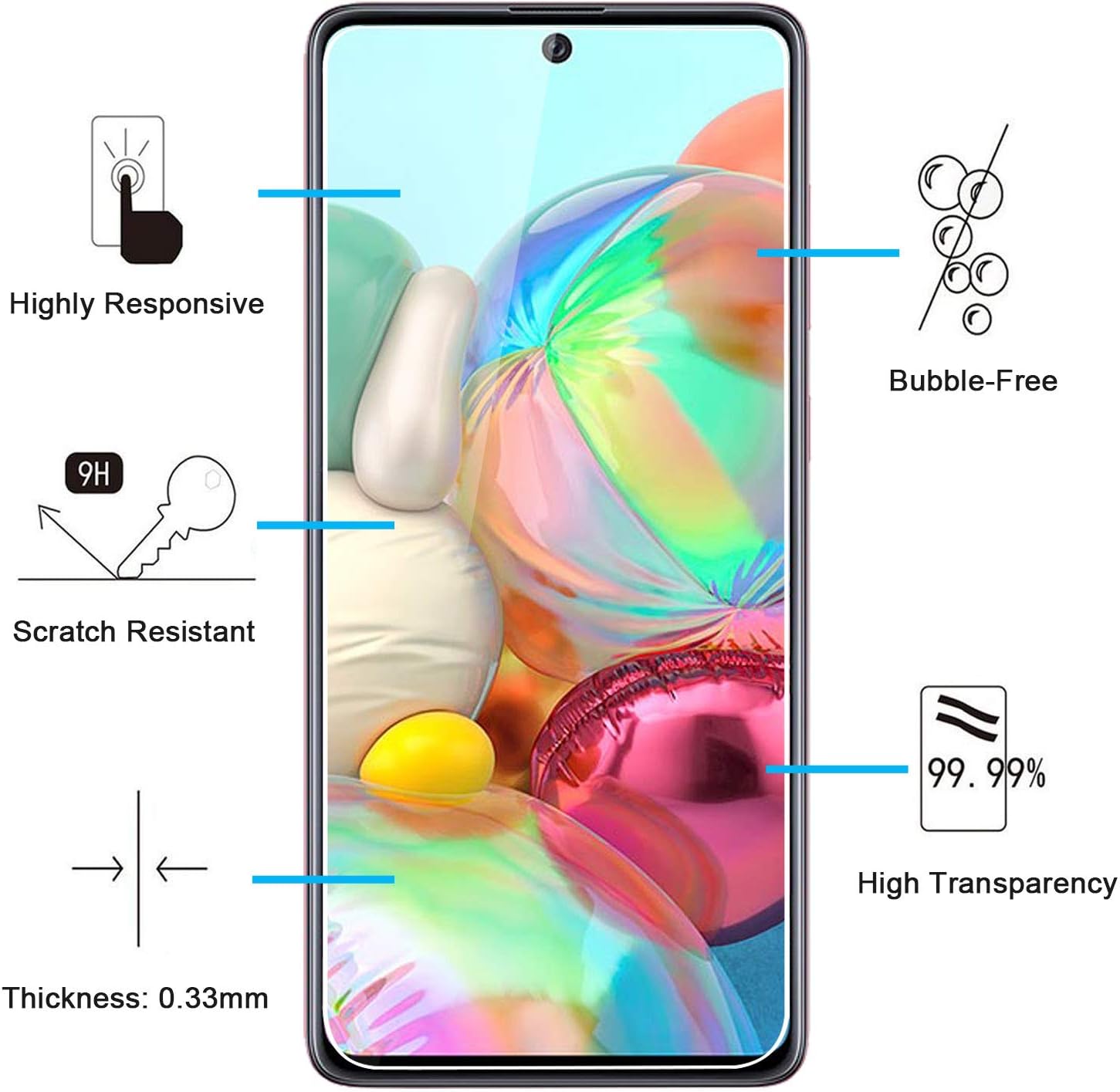 NEW'C 3 Pack Designed for Samsung Galaxy A71, Note 10 Lite Screen Protector Tempered Glass - Image 4