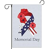 Linen Memorial Day Garden Flag Stars and Stripes Corn Poppy Patriotic Vertical Double Sized Yard Outdoor Decoration