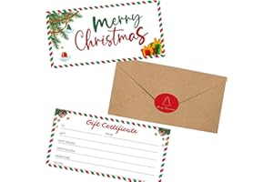 ONMLKKD 30 Pack Gift Certificates for Business with 30 Kraft Envelopes 30 Stickers for Holiday Christmas Small Business Restaurants Spa Beauty Makeup Hair Salon