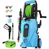 5000PSI Electric Pressure Washer,Power Washer with Foam Cannon,Portable Cleaner with 33ft Hose Reel,4 Nozzle Tips,and Soap Bottle for Cars/Home/Driveways/Patios/Decks/Fences