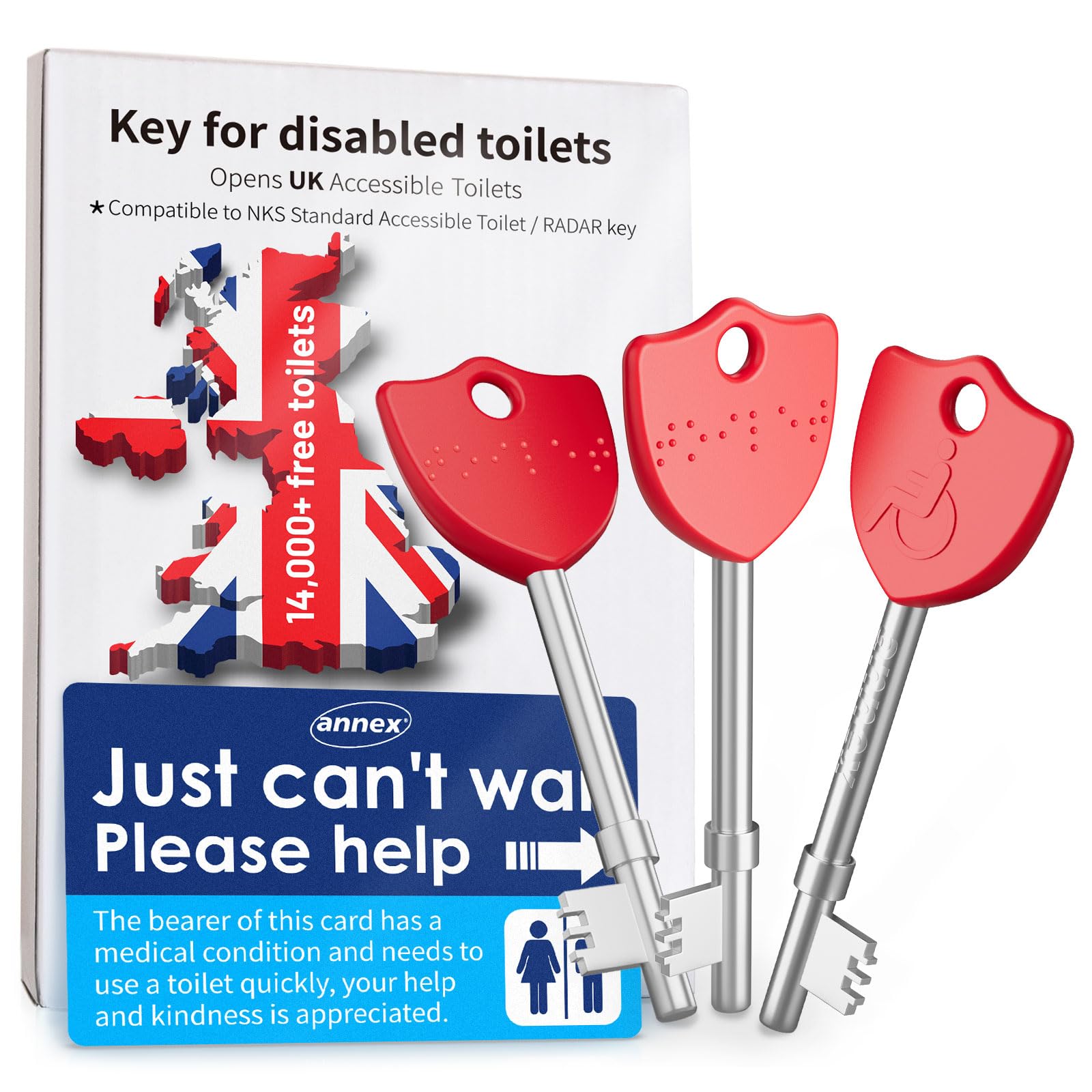 key for disabled toilets uk-Pack of 3, made of durable steel with a sleek silver finish